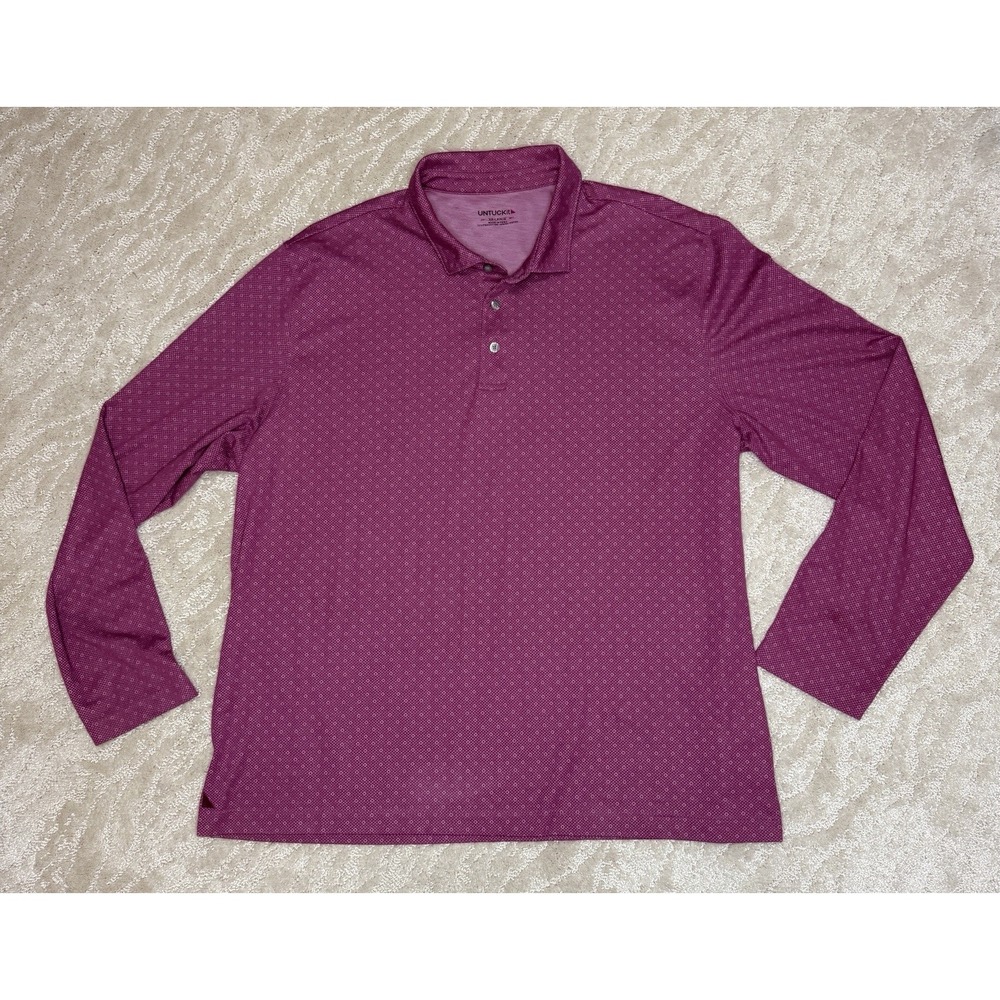 UNTUCKit Polo Shirt Beaux‎ Lattice  Long Sleeve Mens XXL (2Q-2)